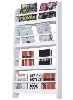 HOMCOM Etajeră de Perete Modernă cu 4 Rafturi din Lemn, Design Elegant pentru Living sau Birou, Alb, 59x12x113cm | Aosom Romania