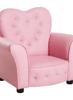 HOMCOM Fotoliu Capitonat pentru Copii, Scaun Confortabil pentru Camera Copiilor, din PVC și Lemn, 59x41,5x49 cm, Roz | Aosom Romania