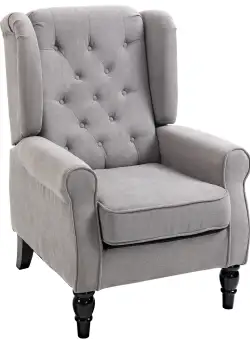 HOMCOM Fotoliu Chesterfield, Tesatura Detașabilă, Confortabil, Gri, 74x86x102cm | Aosom Romania