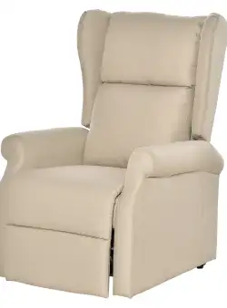 HOMCOM Fotoliu Rabatabil Masaj si Mecanism de Ridicare Telecomanda Alb Crem