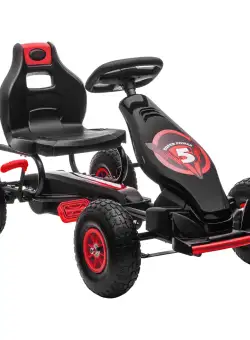 HOMCOM Go Kart cu pedale pentru copii, Go Kart de curse cu scaun ajustabil, cauciucuri gonflabile, amortizare a socurilor | AOSOM RO
