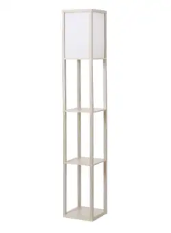 HOMCOM Lampă de podea cu rafturi integrate, Suport E27, 40W, Design Modern din MDF, 26x26x160cm, Stejar | Aosom Romania