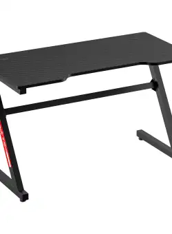 HOMCOM Masa de Birou Gaming pentru Camera sau Birou, cu 2 Orificii pentru Cabluri, din Metal și MDF, 120x60x73cm, Negru | Aosom Romania