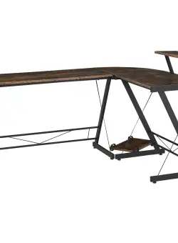 HOMCOM masa de colt, reversibila, 155x115x91,5 cm maro | AOSOM RO