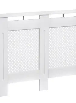 HOMCOM Mască pentru Calorifer Grilaj din Lemn 111.5x82x19 cm Alb | Aosom Romania