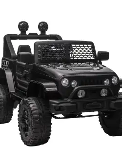 HOMCOM Masina electrica pentru copii 12V cu telecomanda si actionare manuala, motor dublu, faruri si claxon | AOSOM RO