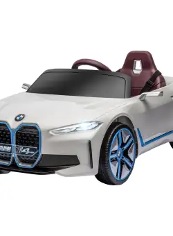 HOMCOM Masinuta Electrica pentru Copii BMW i4 cu Licenta de 12V cu Telecomanda, Baterii Portabile, Muzica, Claxon, pentru 3-6 ani Alb | Aosom RO