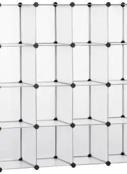 HOMCOM Mobilier Modular pentru Încălțăminte, 16 Cuburi Transparente din Plastic PP și Oțel, 30x30x30cm, Design Versatil | Aosom Romania