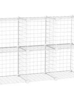 HOMCOM Mobilier Modular pentru Încălțăminte, 6 Cuburi Albe din Plastic PP și Oțel, 30x30x30cm, Eficient și Elegant | Aosom Romania