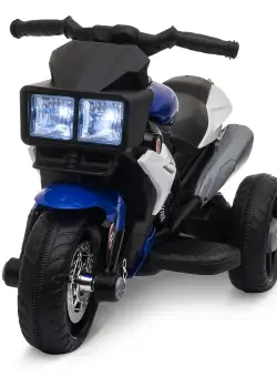 HOMCOM Motocicletă Electrică Copii 3-6 Ani, 3 Roți, Baterie 6V, din PP și Metal, Albastru Închis și Negru, 86x42x52cm | Aosom Romania