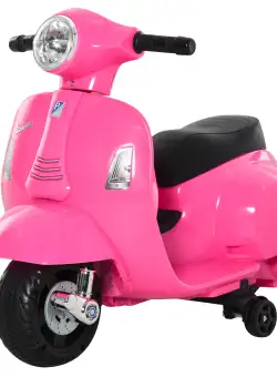 HOMCOM Motocicleta Electrica cu Licenta Oficiala Vespa Baterie 6V Faruri si Claxon pentru Copii cu varste cuprinse intre 18-36 luni ,66.5x38x52cm