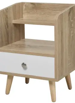 HOMCOM Noptieră cu Sertar și Raft, Mobilier Compact pentru Dormitor sau Sufragerie, Economie Spațiu, Lemn, Alb | Aosom Romania