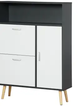 HOMCOM Pantofar Spațios cu 2 Uși Rabatabile și Raft Deschis, Design Modern, Gri și Alb | Aosom Romania