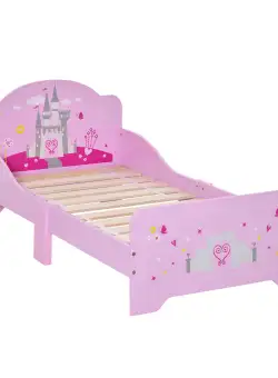 HOMCOM Pat Copii Design Sigur cu Margini Rotunjite și Sine Laterale, 3-6 Ani, 143x73x60cm | Aosom Romania