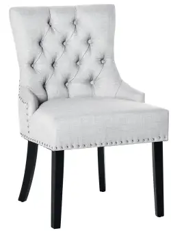 HOMCOM Scaun de Bucătărie Elegant, Captușit cu Lin și Nasturi, Design Confortabil și Modern, Fotoliu Gri | Aosom Romania