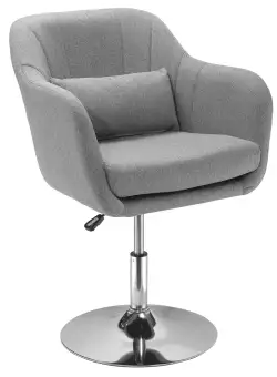 HOMCOM Scaun Pivotant la 360° cu Inaltime Reglabila din Material Respirabil, Scaun Modern cu Perna, Suport Lombar si Cotiere, 60x60x79-91 cm, Gri