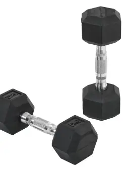 HOMCOM Set 2 Gantere Hexagonale, 5kg Fiecare, din Cauciuc cu Mâner Anti-alunecare, pentru Antrenament și Fitness, Negru | Aosom Romania