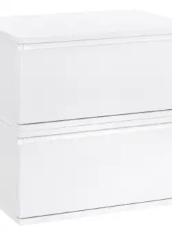 HOMCOM Set 2 Noptiere Suspendate cu Sertar, Design Modern pentru Dormitor și Living, PAL și MDF, 49x38x23cm, Alb | Aosom Romania