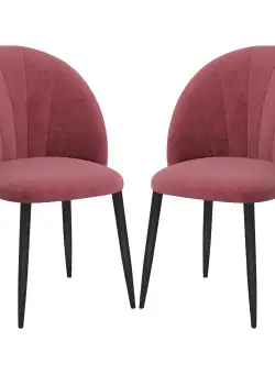 Homcom Set 2 Scaune de Sufragerie din Catifea, Capitonate, Elegante pentru Salon, 52x54x79 cm, Roșu | Aosom Romania