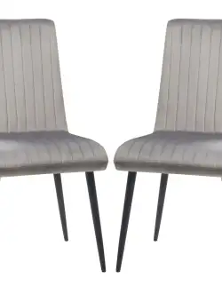 HOMCOM Set 2 Scaune Elegante pentru Dining, Catifea Gri și Picioare din Oțel, Confortabile, Suportă până la 120kg | Aosom Romania