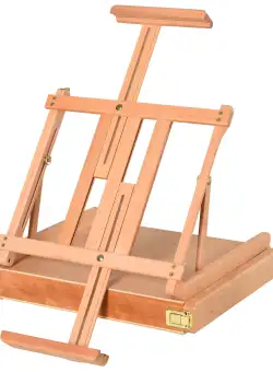 HOMCOM Sevalet din Lemn de Fag cu Sertar Inferior, Sevalet de Masa cu Inaltime si Inclinare Reglabile, 42x36x12.5 cm, culoare Lemn Natur