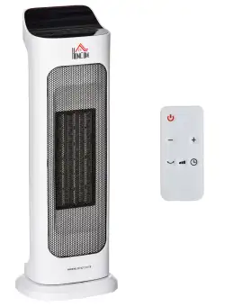 HOMCOM Soba Electrica Oscilanta cu Telecomanda, incalzitor cu Temperatura Reglabila si Timer, aparat de incalzire cu Putere 1000W / 2000W | AOSOM RO