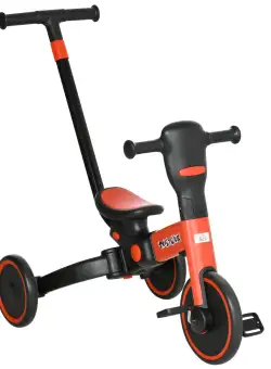HOMCOM Tricicleta 4 in 1 pentru copii, tricicleta pentru copii cu maner de impingere reglabil, suport pentru picioare | AOSOM RO