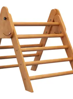 HOMCOM Triunghi Pikler pentru Copii de 3+ ani, Cadru de Catarare din Lemn pentru Sala de Joaca in Interior