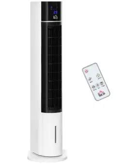 HOMCOM Ventilator Coloană cu 3 Moduri Răcire, 3 Viteze, Telecomandă, 60W, Design Elegant, Alb | Aosom Romania