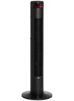 HOMCOM Ventilator Turn cu 4 Moduri și 3 Viteze cu Cronometru 12h, Ventilator de Podea ABS cu Telecomandă, 31,5x31,5x96 cm, Negru