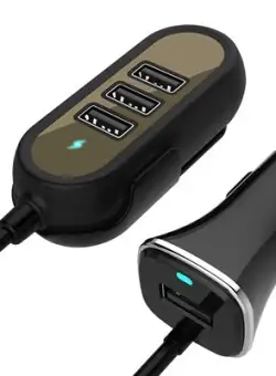 Incarcator auto 4xusb 5.8a (2.4a fata si 3.4a spate) cu extensie 1.4m