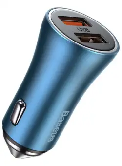 Incarcator auto BASEUS Golden Contactor Pro, 2x USB, 40W (albastru) CCJD-A03