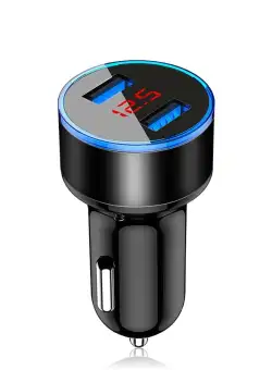Incarcator Auto Techstar® Mini C2, Negru, Compact, Dual USB, 4.8A, Negru