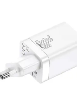 Incarcator de retea rapid BASEUS Super Si Pro USB + USB-C 30W (alb) CCSUPP-E02