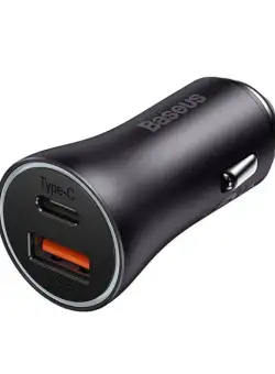 Incarcator rapid auto BASEUS Golden Contactor Max, USB + USB-C, 60W (gri) CGJM000113
