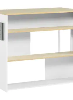 Insula de bucatarie HOMCOM cu depozitare, 3 rafturi deschise, Suport cutite, Alb | Aosom RO