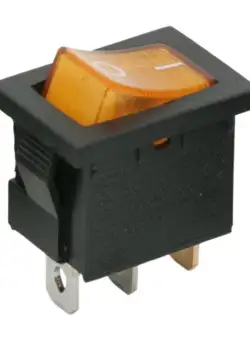 Intrerupator basculant 1 circuit 6A-250V OFF-ON, iluminare galbena