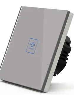 Intrerupator Smart Touch Techstar® TG02, Wireless 2.4GHz, Sticla Securizata, Design Modern, Iluminare LED, 1 Faza, Gri