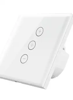 Intrerupator Smart Touch Techstar® V2, Wireless 2.4GHz, Dimmer, Sticla Securizata, Design Modern, Iluminare LED, 1 Faza, cu NUL, Alb
