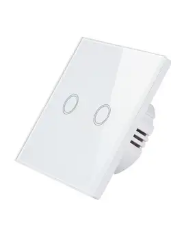 Intrerupator Smart Touch Techstar®, Wireless 2.4GHz, Sticla Securizata, Design Modern, Iluminare LED, 2 Faze, Alb