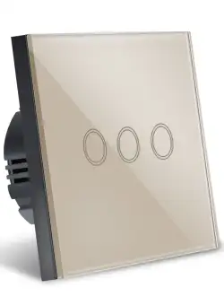 Intrerupator Smart Touch Techstar®, Wireless 2.4GHz, Sticla Securizata, Design Modern, Iluminare LED, 3 Faze, Gold