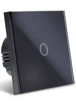 Intrerupator Touch Techstar®, Sticla Securizata, Design Modern, Iluminare LED, 1 Faza, Negru