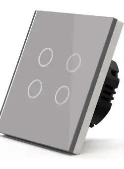 Intrerupator Touch Techstar®, Sticla Securizata, Design Modern, Iluminare LED, 4 Faze, Gri