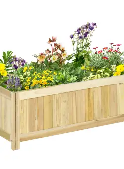 Jardiniera din Lemn Pliabila de Exterior Outsunny, Inchisa ermetic cu Baza de Scurgere, 70x30x25cm | Aosom Ro