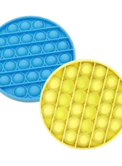 Jucarie Senzoriala, Antistres, Interactiva, Pop It, Bubble, Rotund, Set 2Bucati, Albastru Galben/Pachet Promo