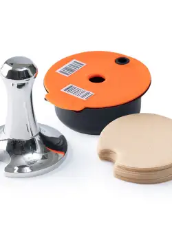 Kit capsula cafea Bosch Tassimo, Premium Deluxe, reincarcabila/lavabila, otel inoxidabil 304, portocaliu/negru, 60ml