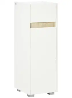 Kleankin Dulap de Baie cu Sertar și Spațiu de Depozitare, Raft Reglabil, din Lemn, 30x33x88 cm, Alb | Aosom Romania