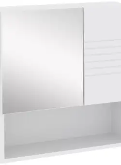 Kleankin Dulapior de Baie cu Oglindă Suspendat, Rafturi Reglabile, Design Compact, 54x15x55cm, Alb | Aosom Romania