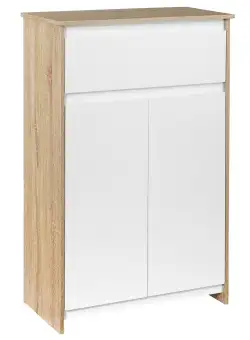 Kleankin Mobilier de Baie Multifuncțional, Combinație Dulap și Sertar, Design Modern în Nuanțe de Lemn și Alb, 60x30x90 cm | Aosom Romania