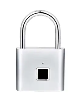 Lacat cu Senzor de Amprenta Techstar®, Modern, Senzor Amprenta, Acumulator, Maxim 10 Amprente, MicroUSB, Otel Inoxidabil, Argintiu